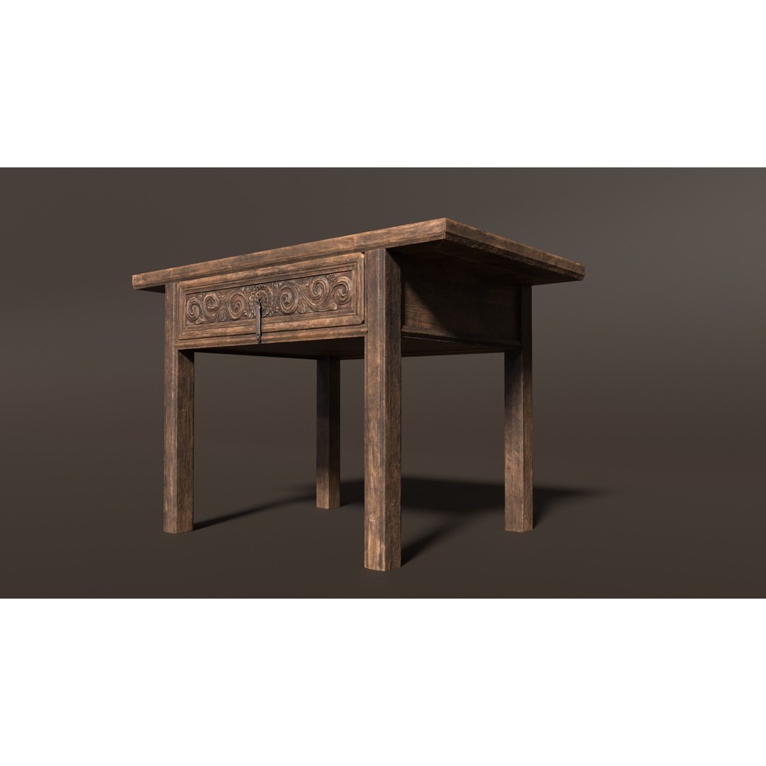 Antique Chinese Wooden Table 3D Model – Low Poly PBR Game Asset, FBX & OBJ - View 5