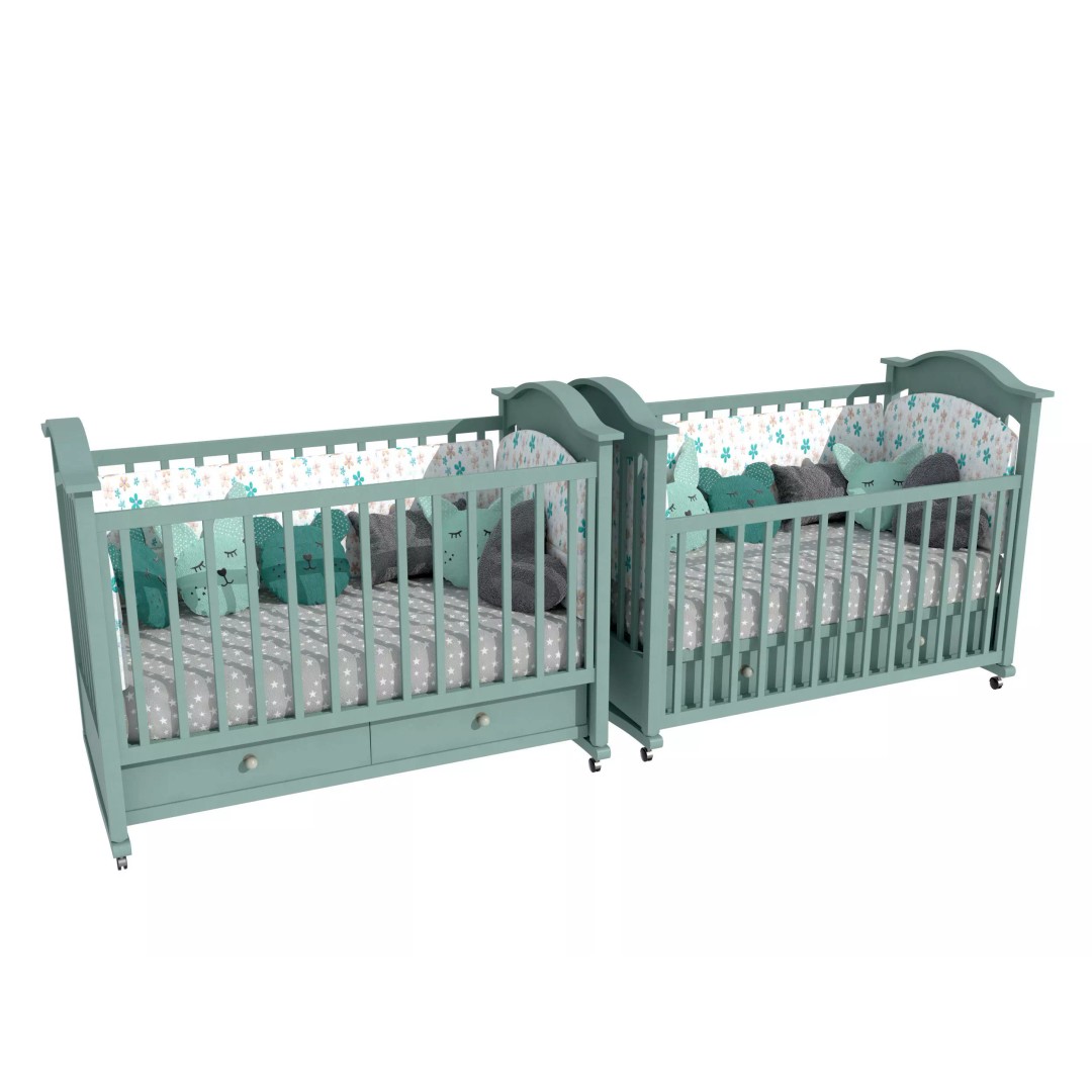 Crib 3D Model – Realistic Baby Bed with Textures, FBX, OBJ Formats - View 2