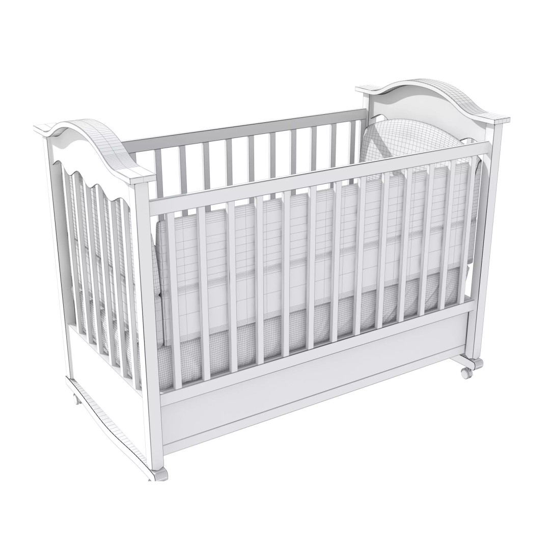 Crib 3D Model – Realistic Baby Bed with Textures, FBX, OBJ Formats - View 8