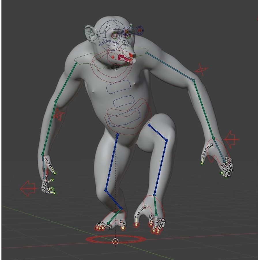 Rigged Hairless Chimpanzee - Low-Poly Game-Ready 3D Model - View 18
