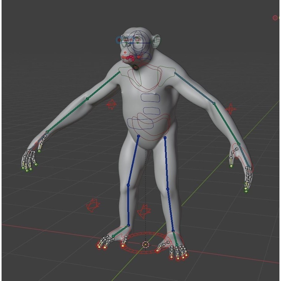 Rigged Hairless Chimpanzee - Low-Poly Game-Ready 3D Model - View 19