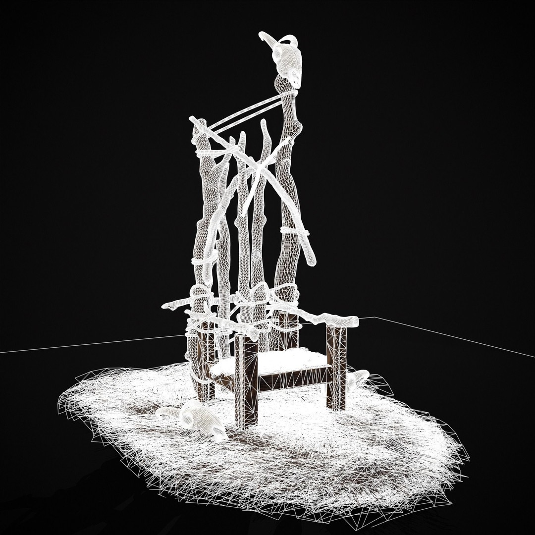 Rustic Medieval Wooden Throne 3D Model – Low Poly Game Asset, FBX, OBJ