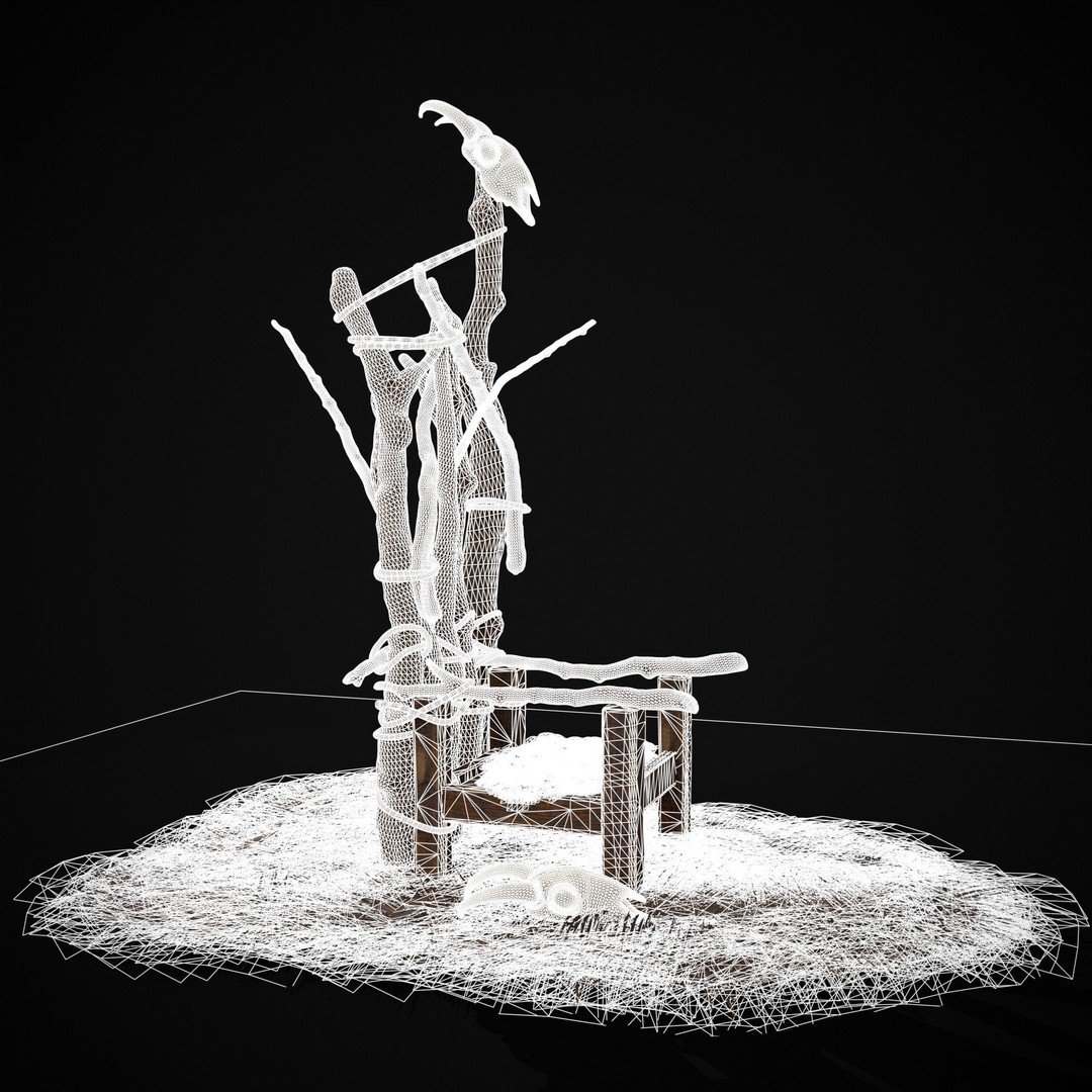 Rustic Medieval Wooden Throne 3D Model – Low Poly Game Asset, FBX, OBJ - View 11