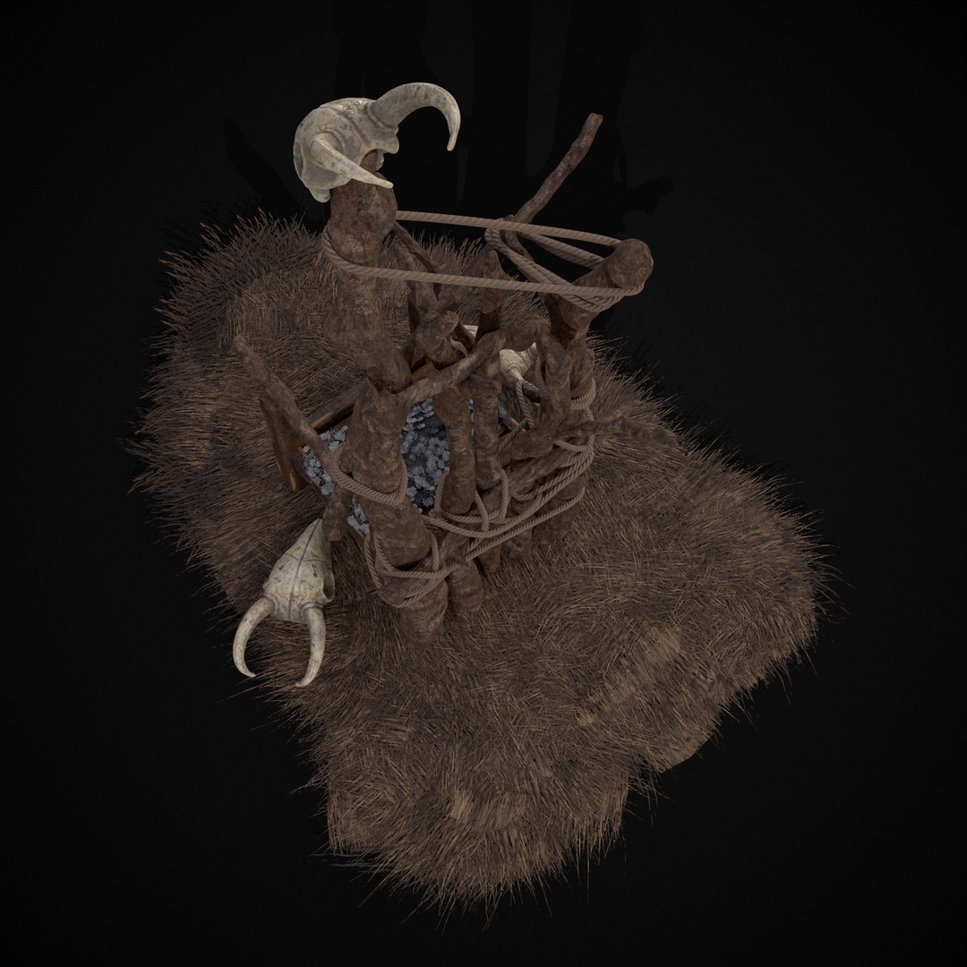Rustic Medieval Wooden Throne 3D Model – Low Poly Game Asset, FBX, OBJ - View 12