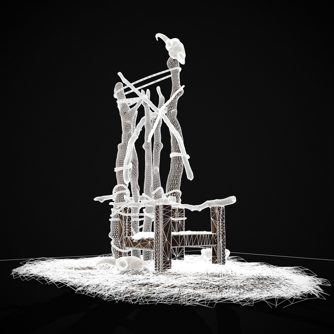 Rustic Medieval Wooden Throne 3D Model – Low Poly Game Asset, FBX, OBJ - View 17