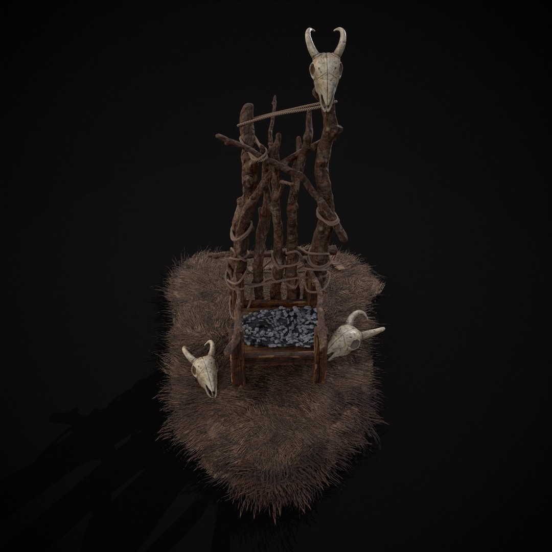 Rustic Medieval Wooden Throne 3D Model – Low Poly Game Asset, FBX, OBJ - View 18