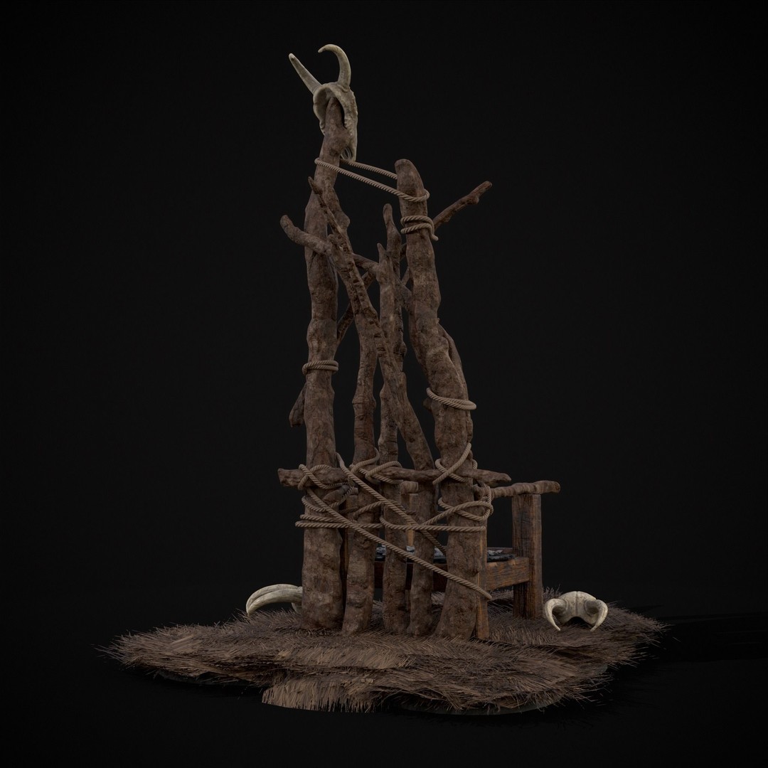 Rustic Medieval Wooden Throne 3D Model – Low Poly Game Asset, FBX, OBJ - View 20