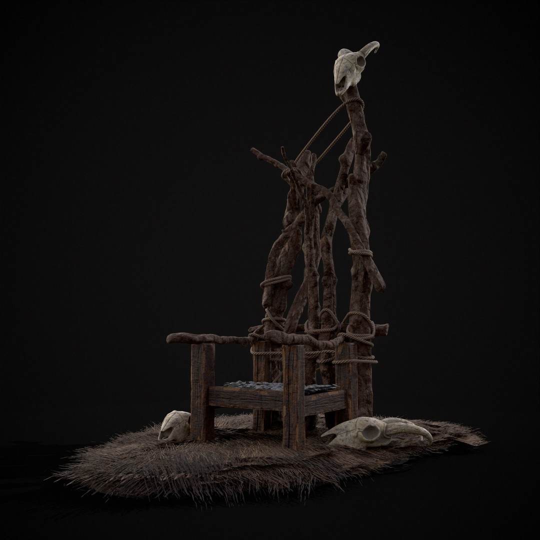 Rustic Medieval Wooden Throne 3D Model – Low Poly Game Asset, FBX, OBJ - View 22