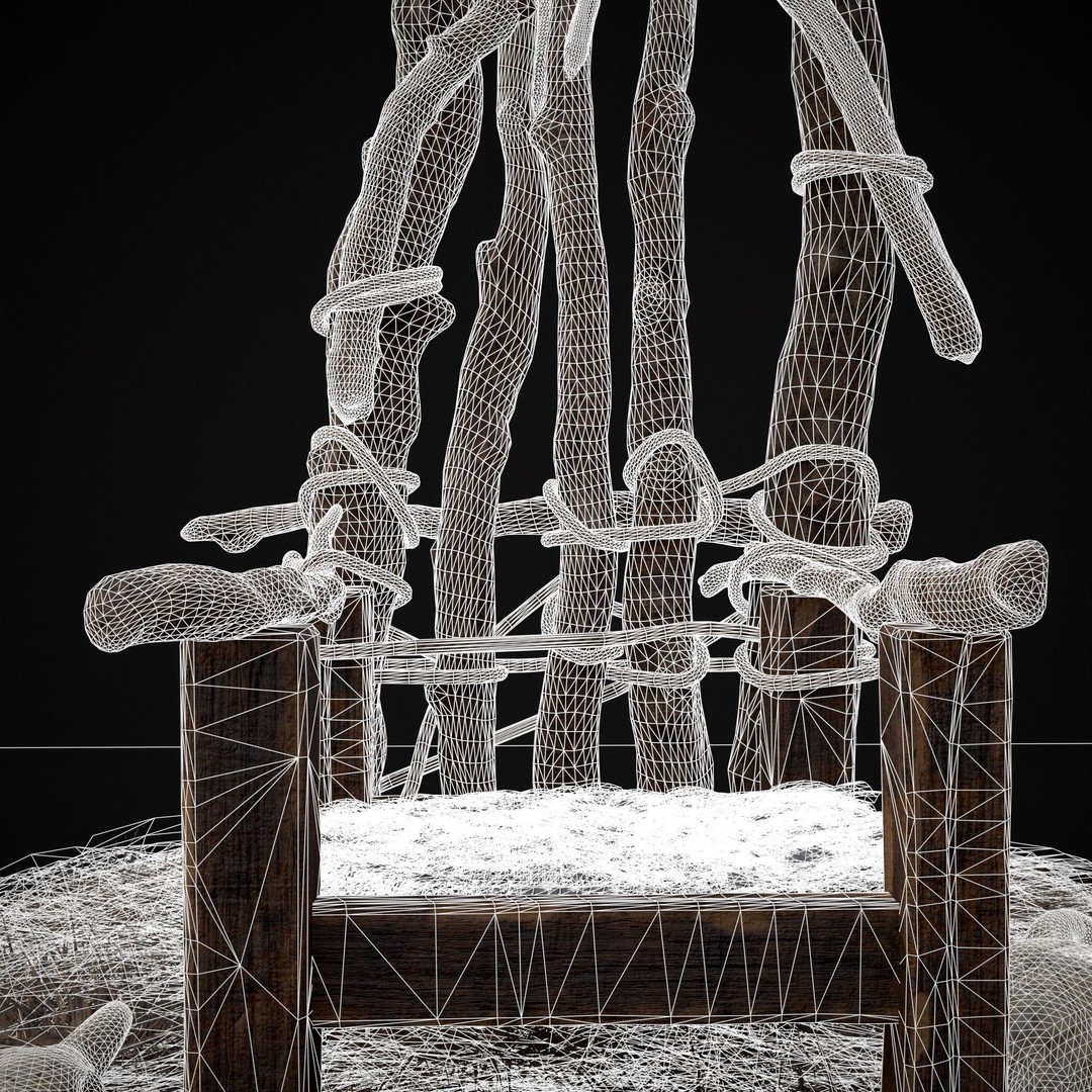 Rustic Medieval Wooden Throne 3D Model – Low Poly Game Asset, FBX, OBJ - View 27