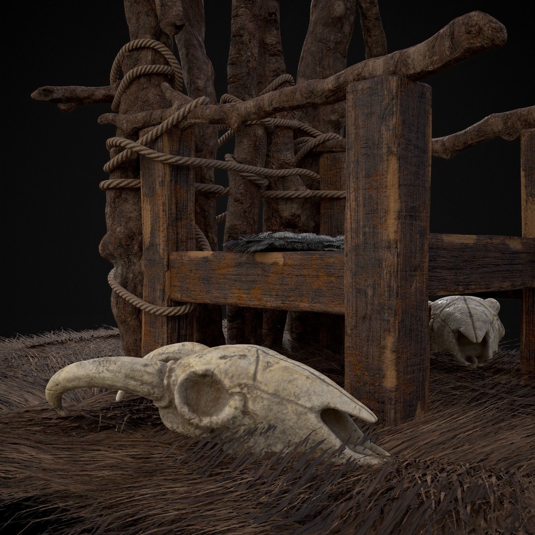 Rustic Medieval Wooden Throne 3D Model – Low Poly Game Asset, FBX, OBJ - View 28