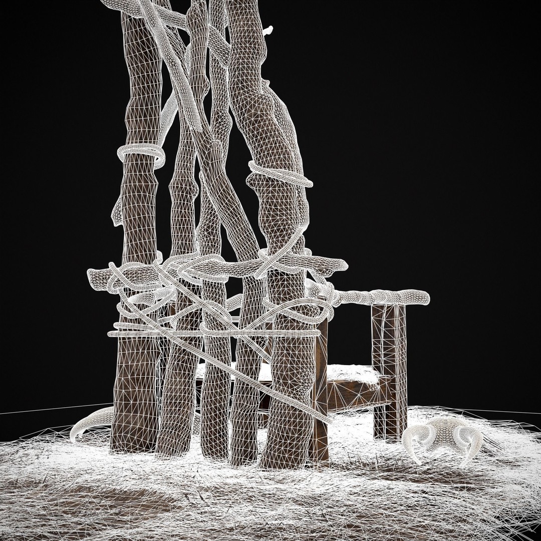 Rustic Medieval Wooden Throne 3D Model – Low Poly Game Asset, FBX, OBJ - View 33