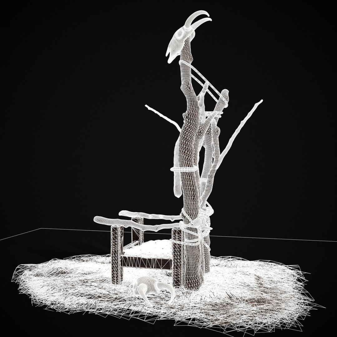 Rustic Medieval Wooden Throne 3D Model – Low Poly Game Asset, FBX, OBJ - View 35