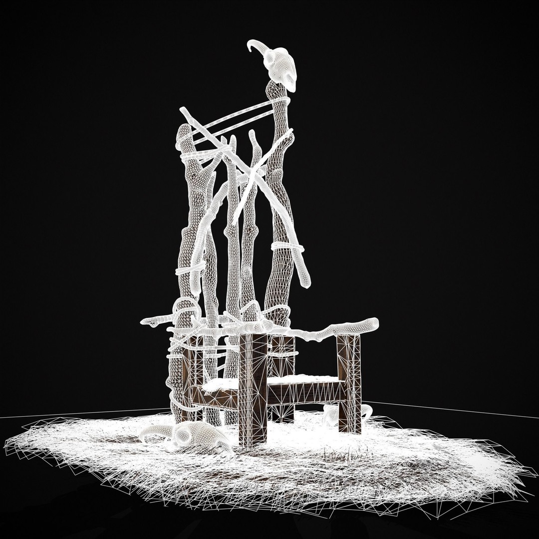 Rustic Medieval Wooden Throne 3D Model – Low Poly Game Asset, FBX, OBJ - View 37