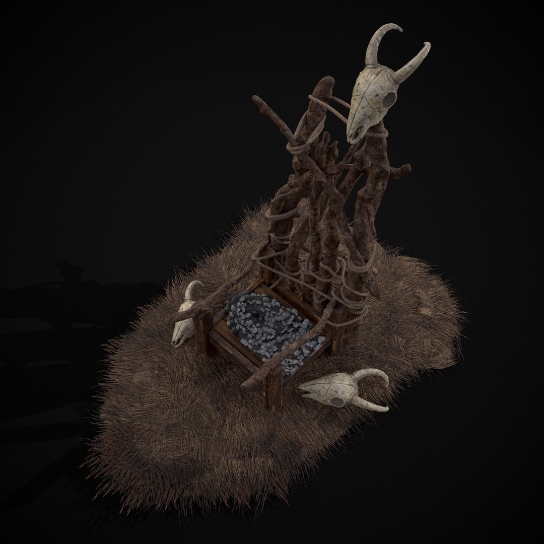 Rustic Medieval Wooden Throne 3D Model – Low Poly Game Asset, FBX, OBJ - View 38