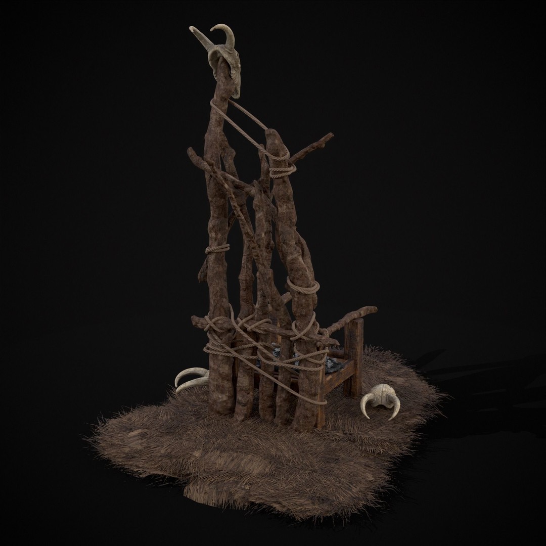 Rustic Medieval Wooden Throne 3D Model – Low Poly Game Asset, FBX, OBJ - View 6