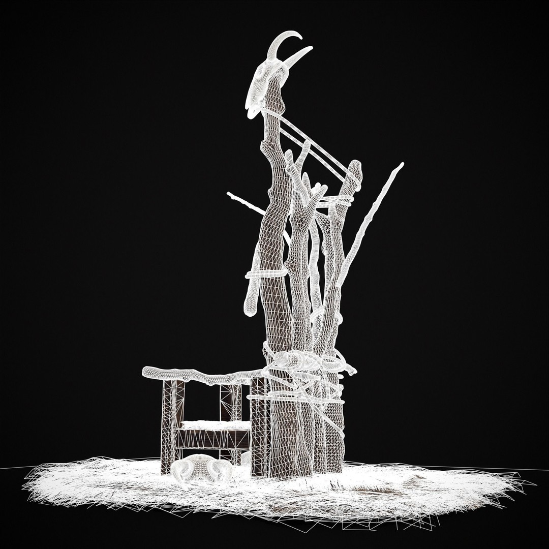 Rustic Medieval Wooden Throne 3D Model – Low Poly Game Asset, FBX, OBJ - View 9