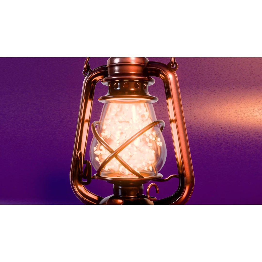 Christmas Lantern 3D Model – Cozy Vintage Lamp with LED Lights - View 6