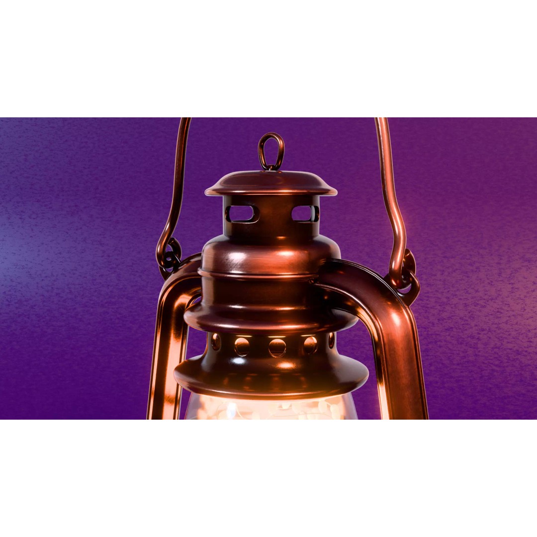 Christmas Lantern 3D Model – Cozy Vintage Lamp with LED Lights - View 8