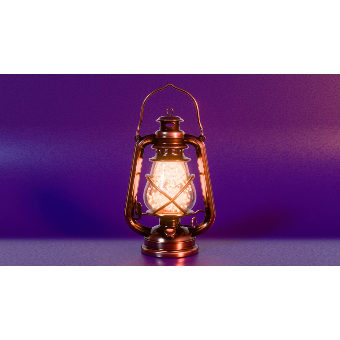 Christmas Lantern 3D Model – Cozy Vintage Lamp with LED Lights - View 9