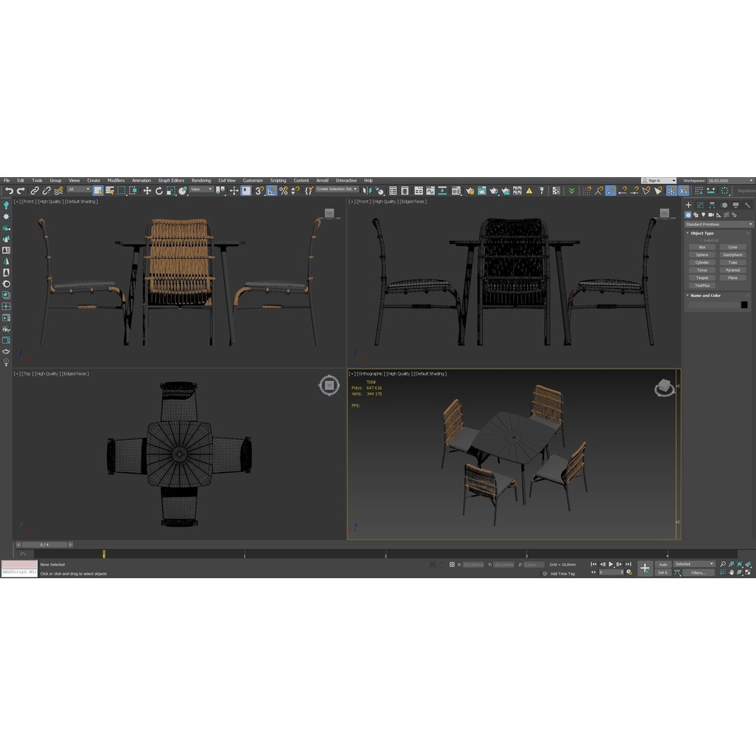 Rattan Outdoor Dining Set 3D Model – PBR Textured, FBX, OBJ