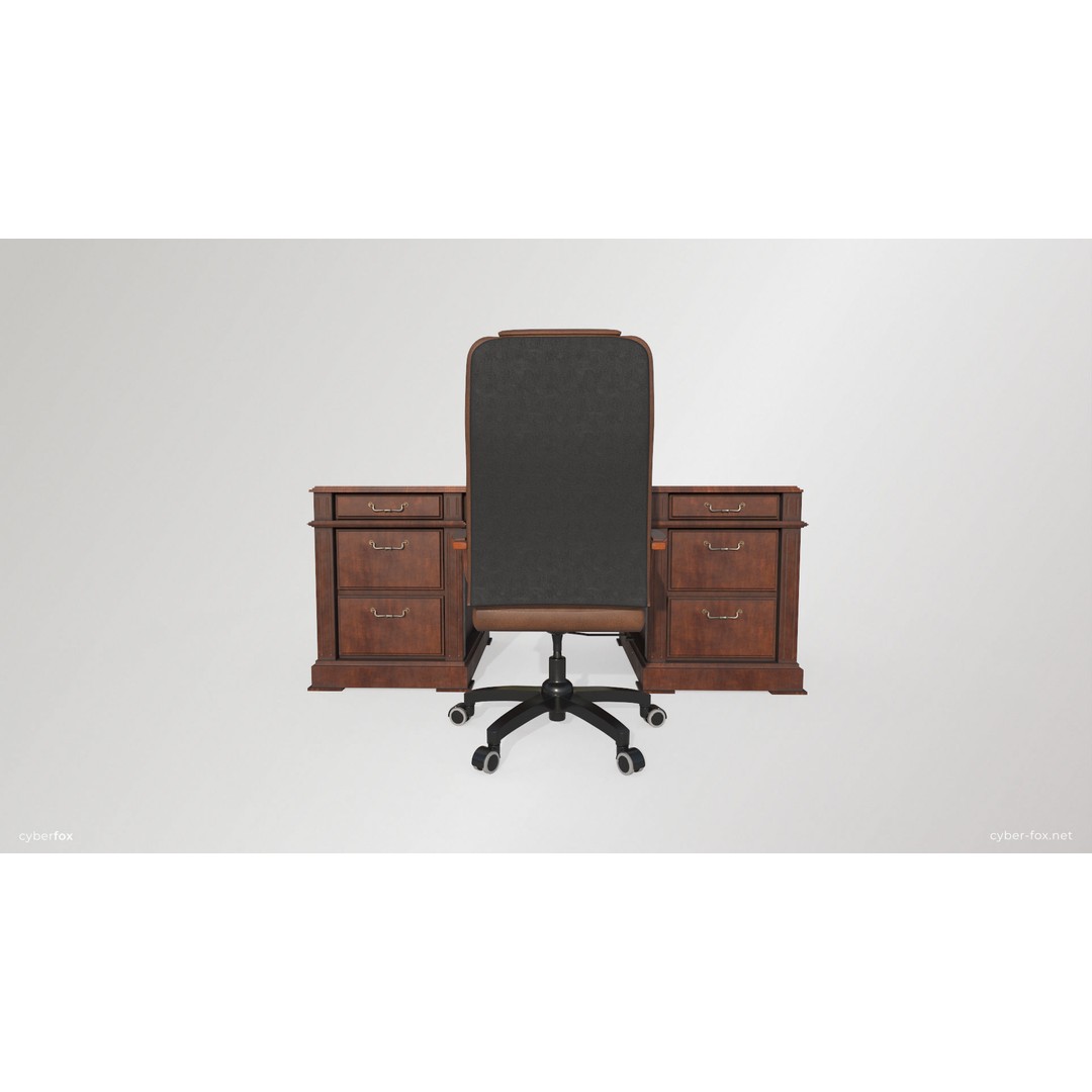 Wooden Desk and Chair 3D Model – Low Poly Game Asset, FBX & OBJ - View 6