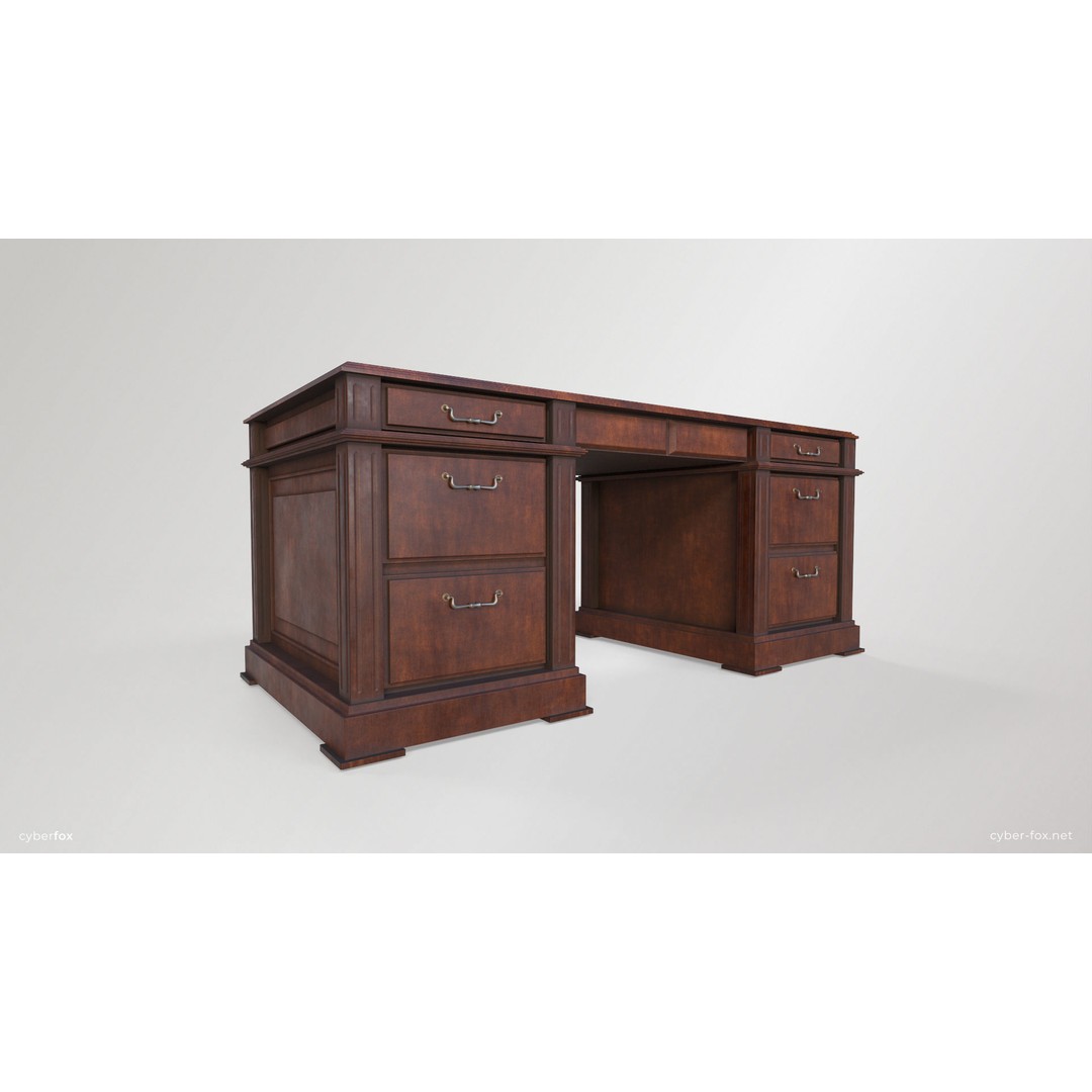 Wooden Desk and Chair 3D Model – Low Poly Game Asset, FBX & OBJ - View 7