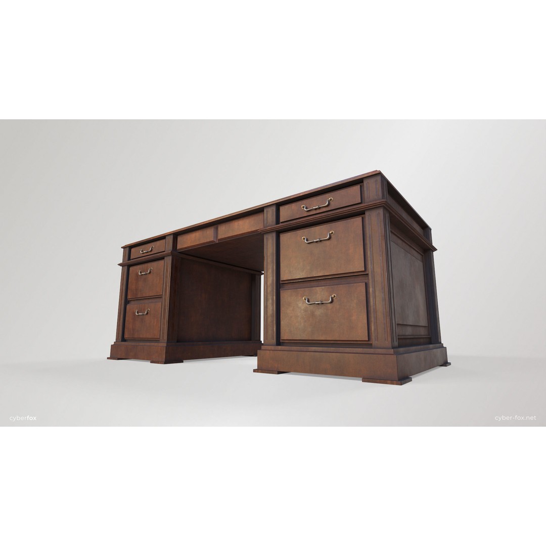 Wooden Desk and Chair 3D Model – Low Poly Game Asset, FBX & OBJ - View 9