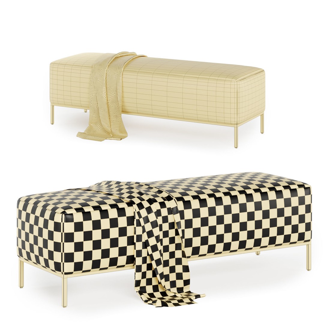 Miller Bench 3D Model – Modern Fabric Seating, FBX & OBJ Formats
