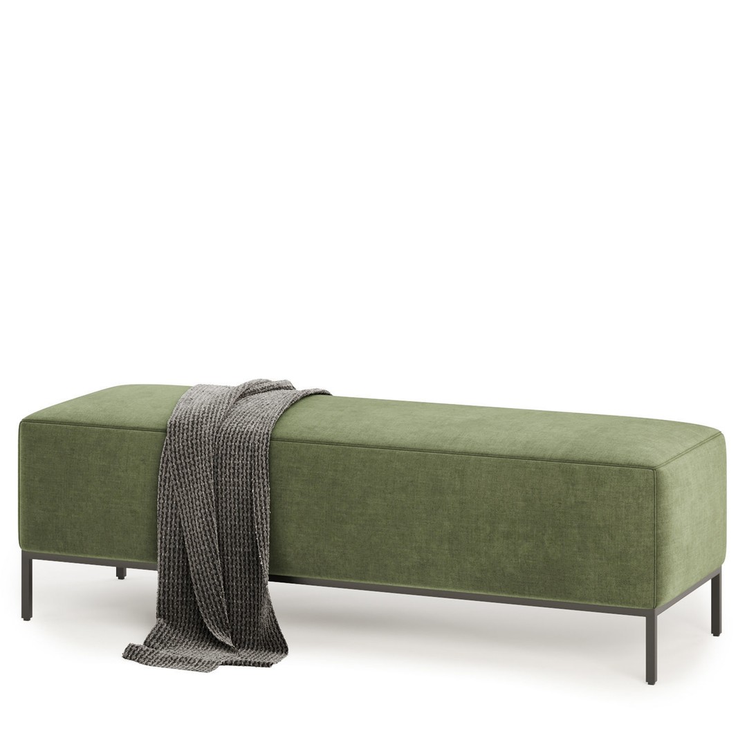 Miller Bench 3D Model – Modern Fabric Seating, FBX & OBJ Formats - View 4