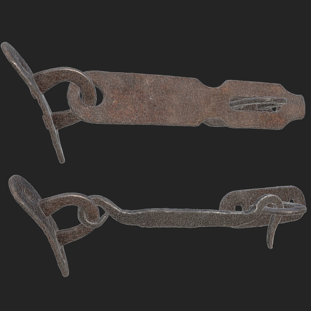 Door Hook and Latch 3D Model – Low Poly Game Asset, FBX, PBR Textures - View 10