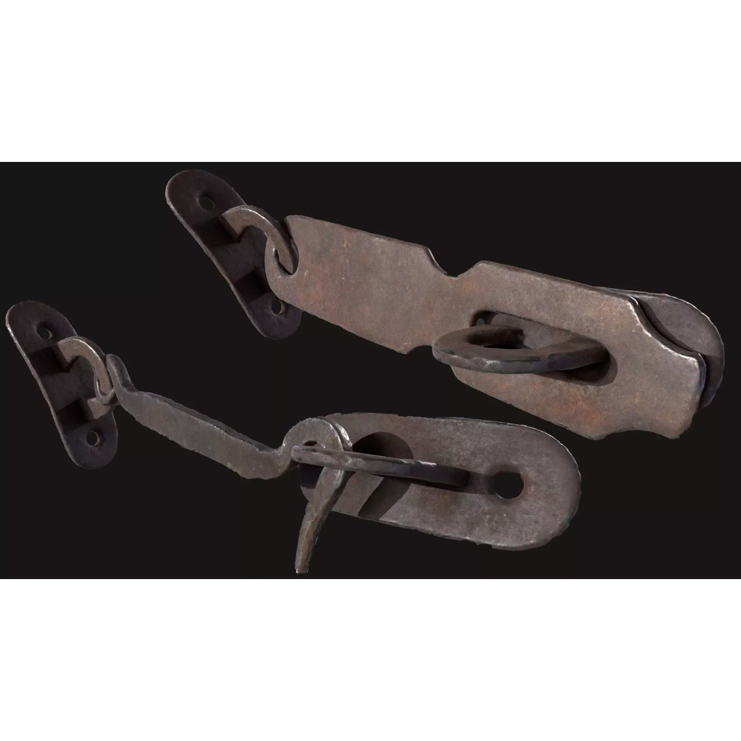 Door Hook and Latch 3D Model – Low Poly Game Asset, FBX, PBR Textures - View 2