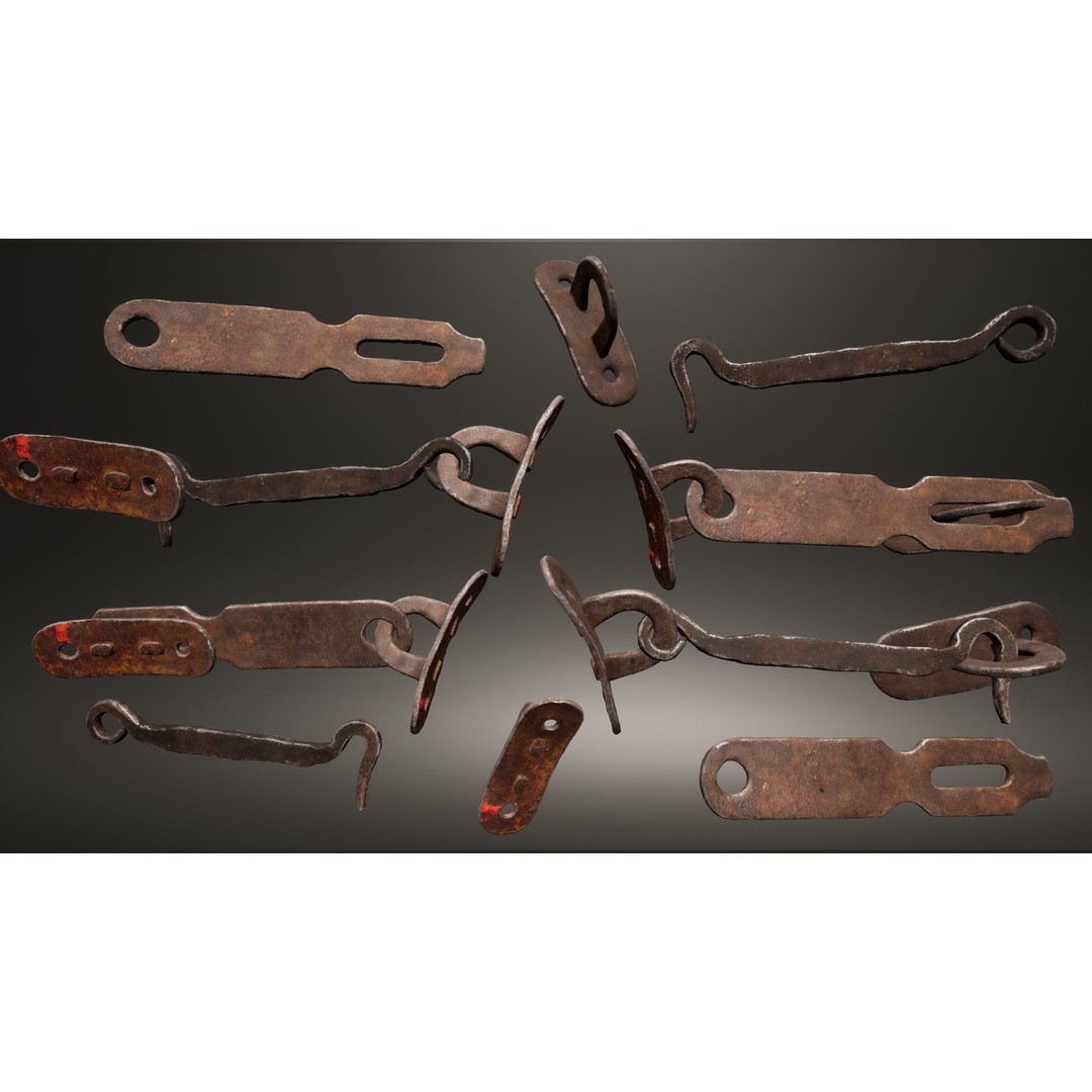 Door Hook and Latch 3D Model – Low Poly Game Asset, FBX, PBR Textures - View 3