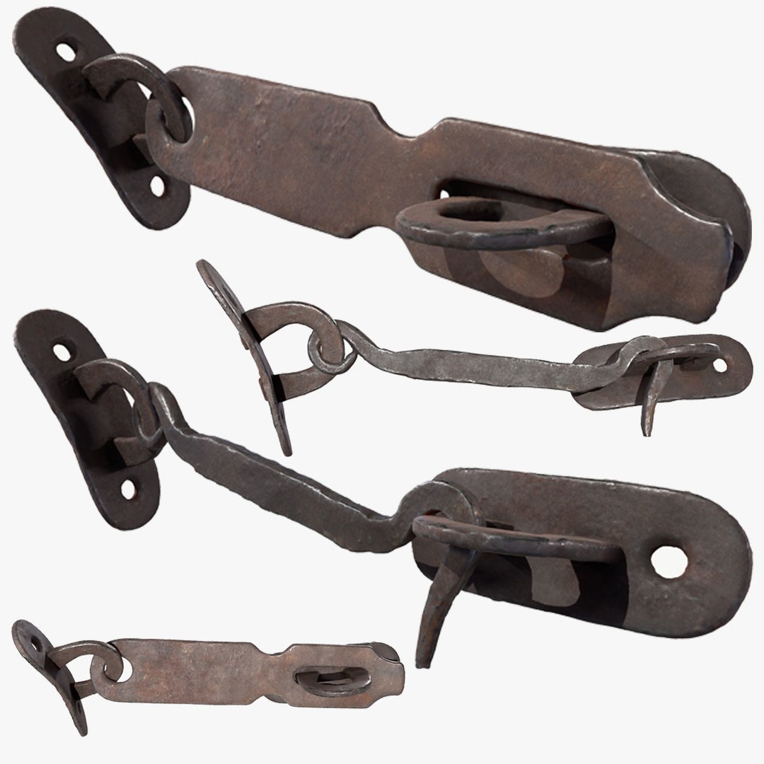 Door Hook and Latch 3D Model – Low Poly Game Asset, FBX, PBR Textures - View 4