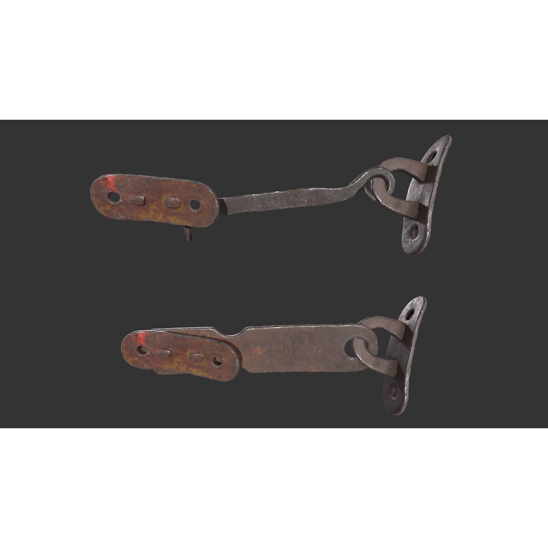 Door Hook and Latch 3D Model – Low Poly Game Asset, FBX, PBR Textures - View 6