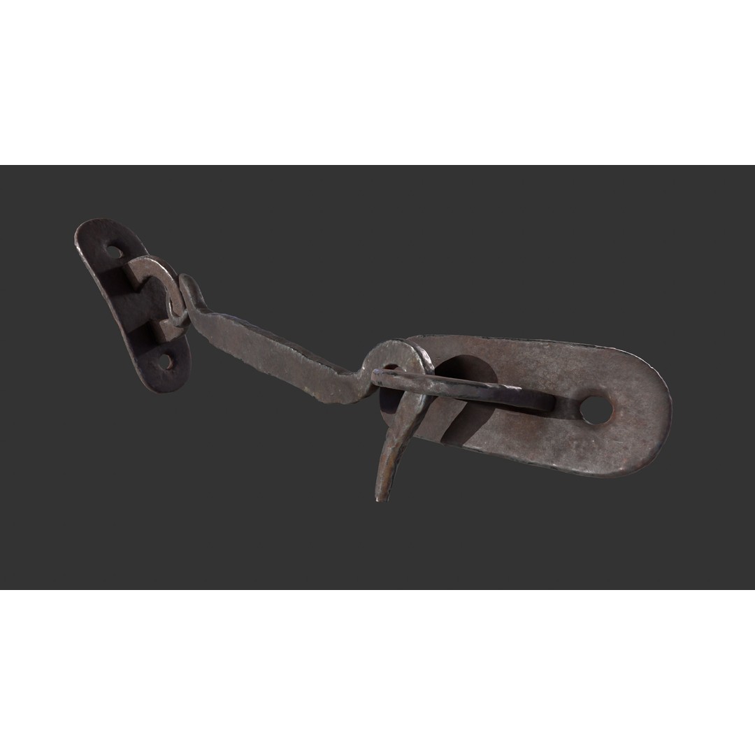 Door Hook and Latch 3D Model – Low Poly Game Asset, FBX, PBR Textures - View 7