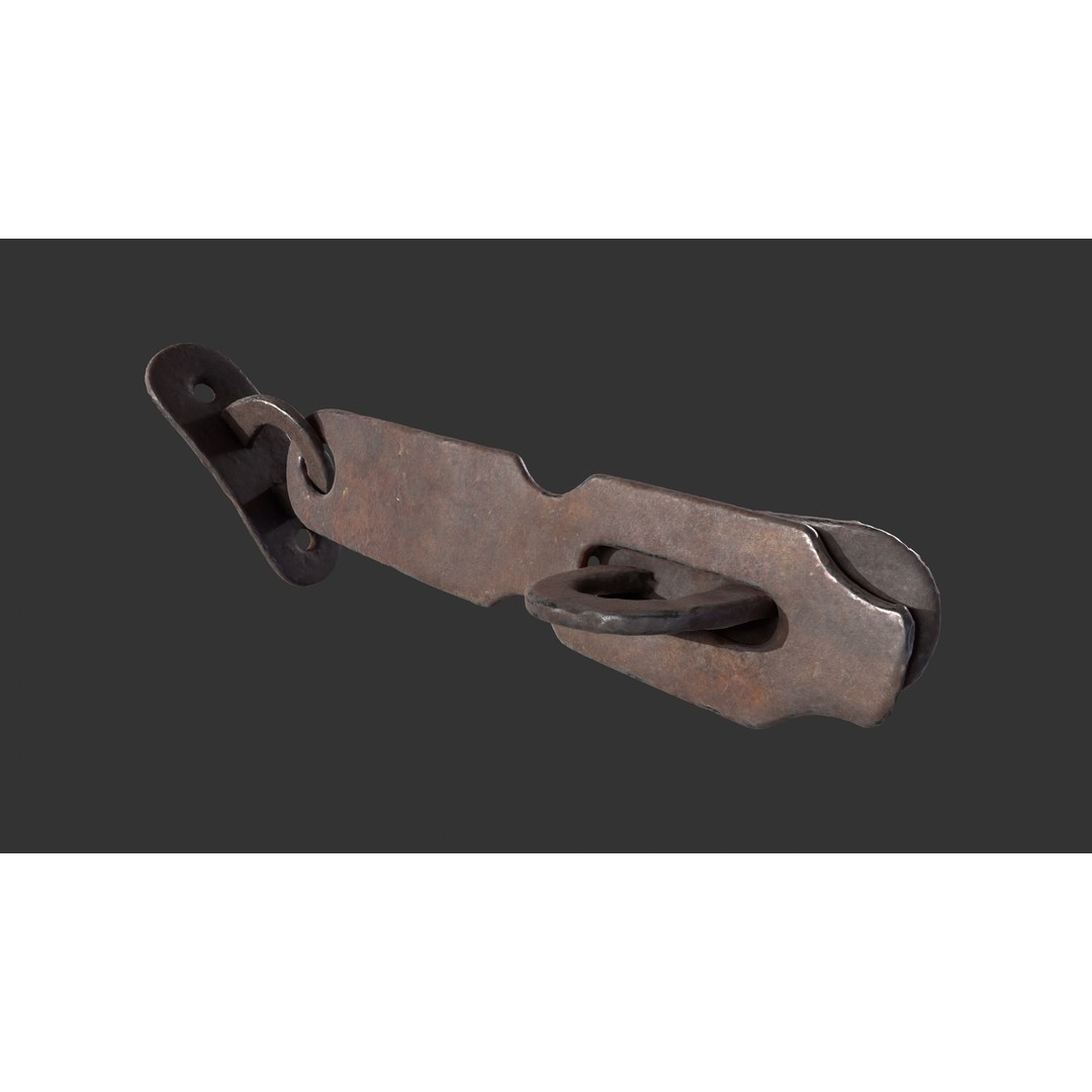 Door Hook and Latch 3D Model – Low Poly Game Asset, FBX, PBR Textures - View 8