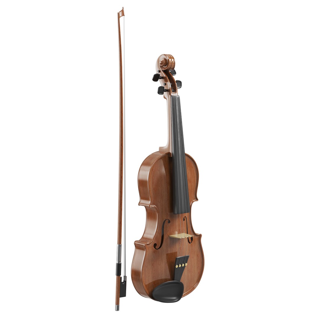 Violin 3D Model – Classic Design with Case and Bow, FBX, OBJ - View 5
