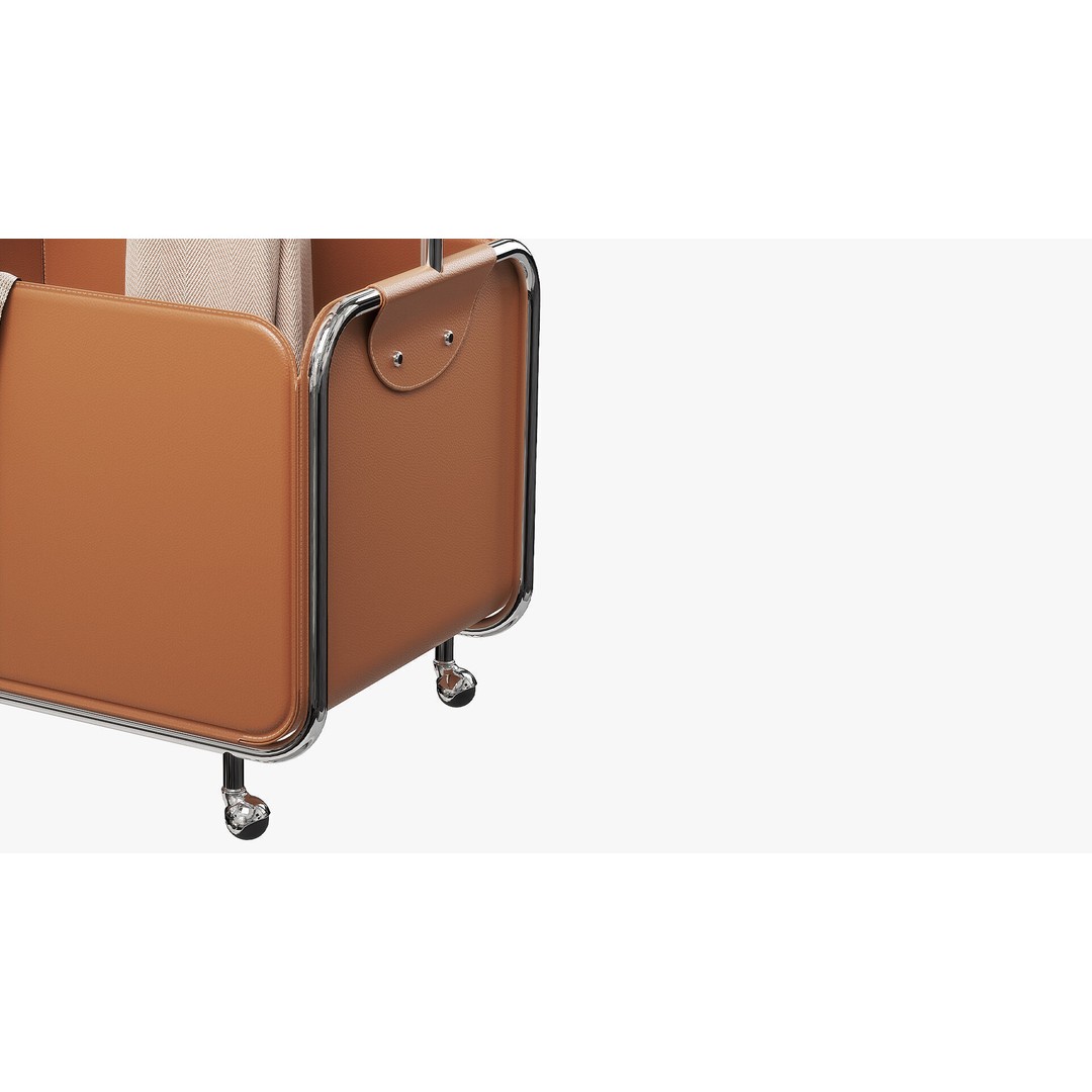 Floor Clothes Hanger 3D Model – Metal & Leather Storage Solution, FBX - View 6