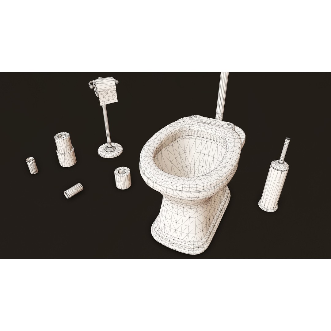 Antique Toilet 3D Model – Low Poly Game Ready Asset, FBX & OBJ - View 13
