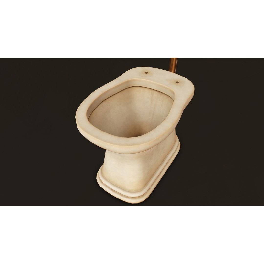 Antique Toilet 3D Model – Low Poly Game Ready Asset, FBX & OBJ - View 7