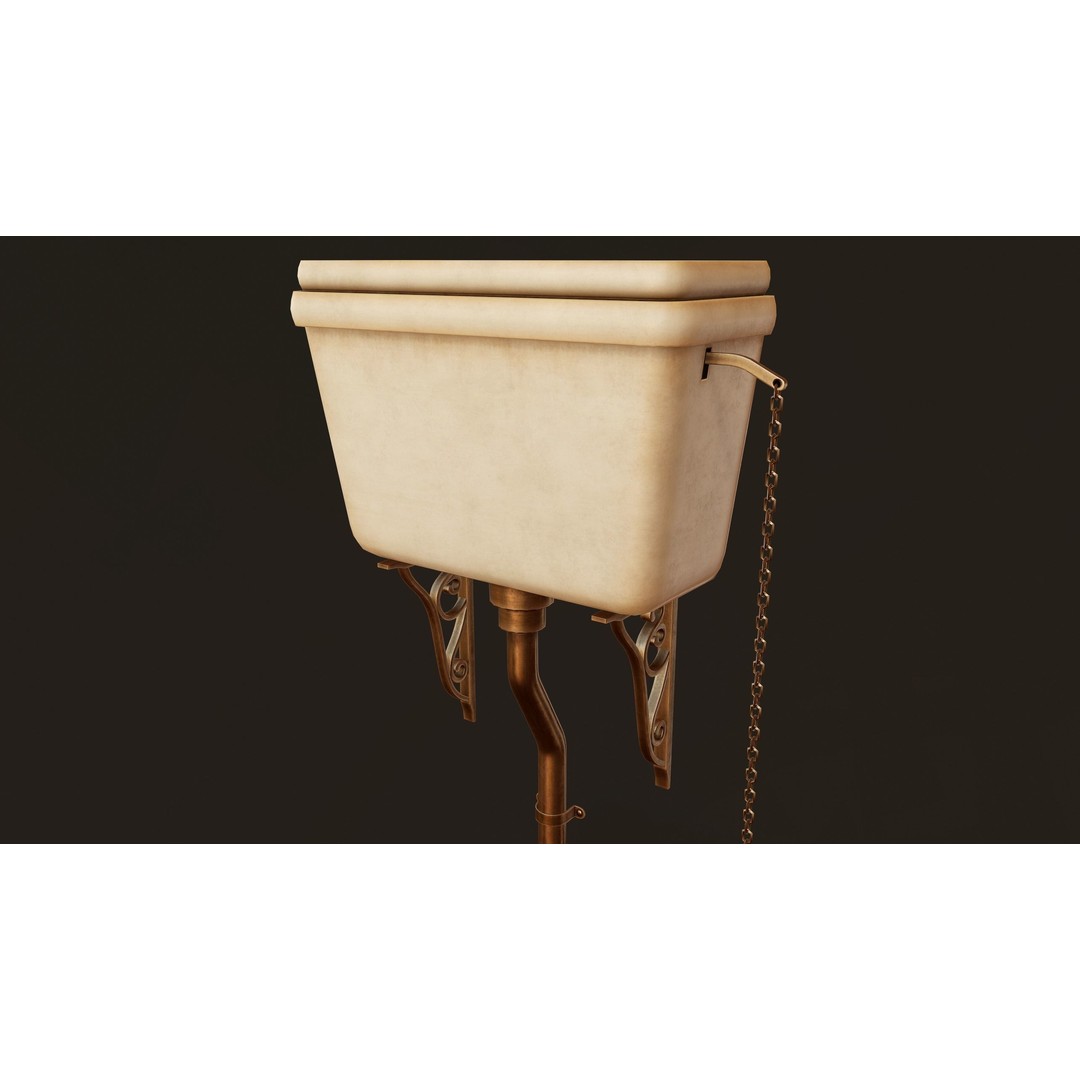 Antique Toilet 3D Model – Low Poly Game Ready Asset, FBX & OBJ - View 8