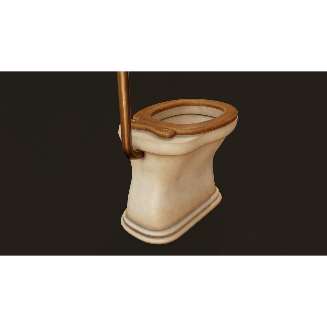 Antique Toilet 3D Model – Low Poly Game Ready Asset, FBX & OBJ - View 9