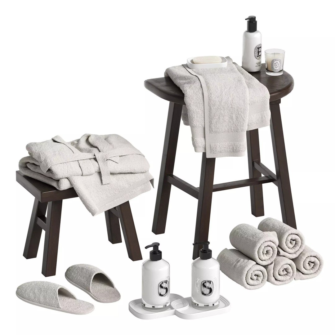 Bathroom Decor Set 3D Model – Modern Interior Design, FBX, OBJ - View 2
