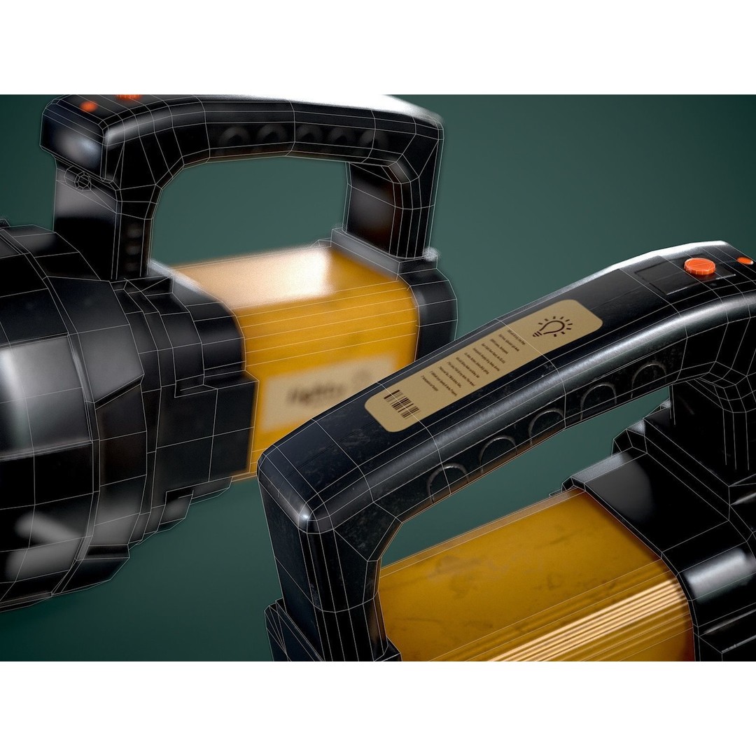 Flashlight 3D Model – Low Poly Game Asset, FBX, PBR Textures