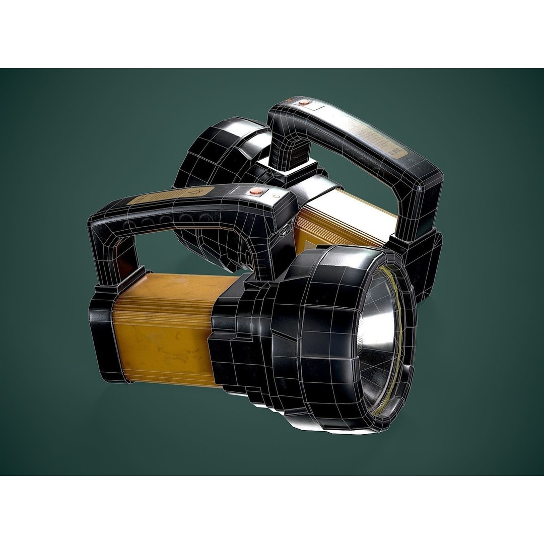Flashlight 3D Model – Low Poly Game Asset, FBX, PBR Textures - View 11