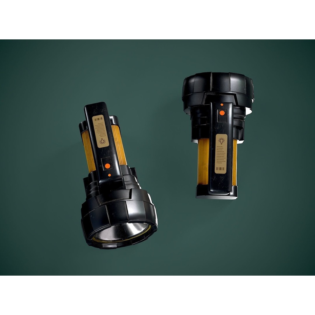 Flashlight 3D Model – Low Poly Game Asset, FBX, PBR Textures - View 12