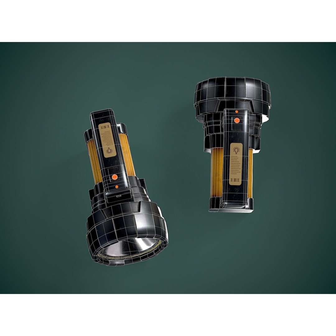 Flashlight 3D Model – Low Poly Game Asset, FBX, PBR Textures - View 13