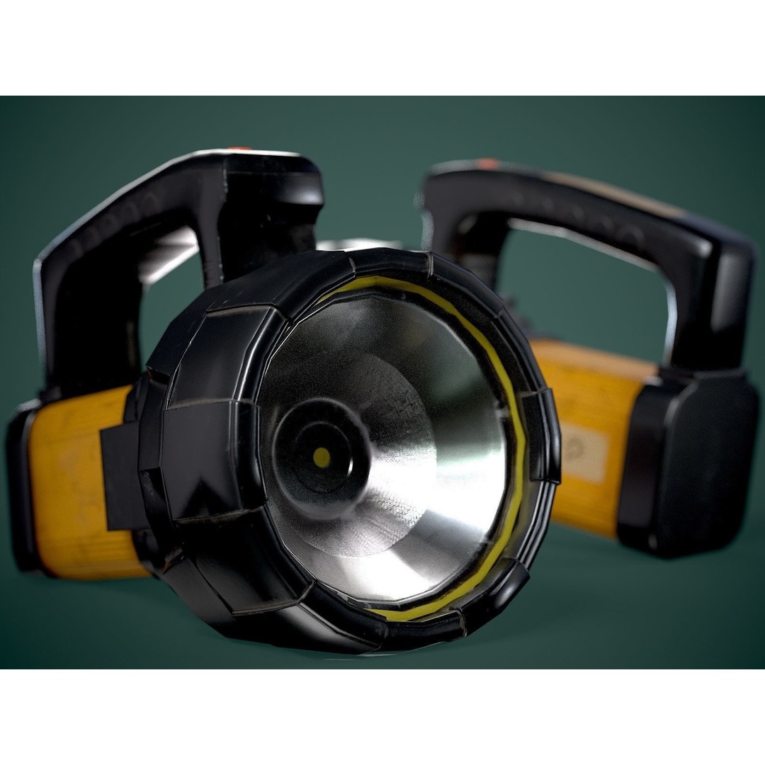 Flashlight 3D Model – Low Poly Game Asset, FBX, PBR Textures - View 14