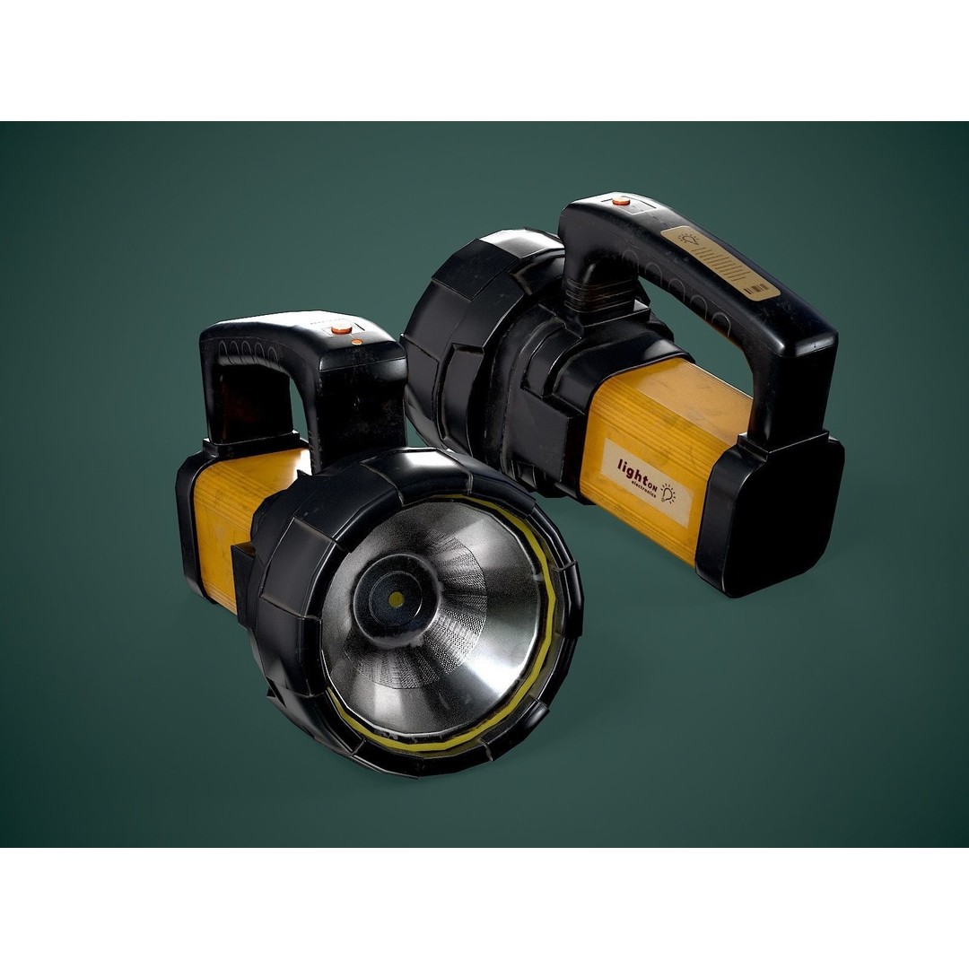 Flashlight 3D Model – Low Poly Game Asset, FBX, PBR Textures - View 4