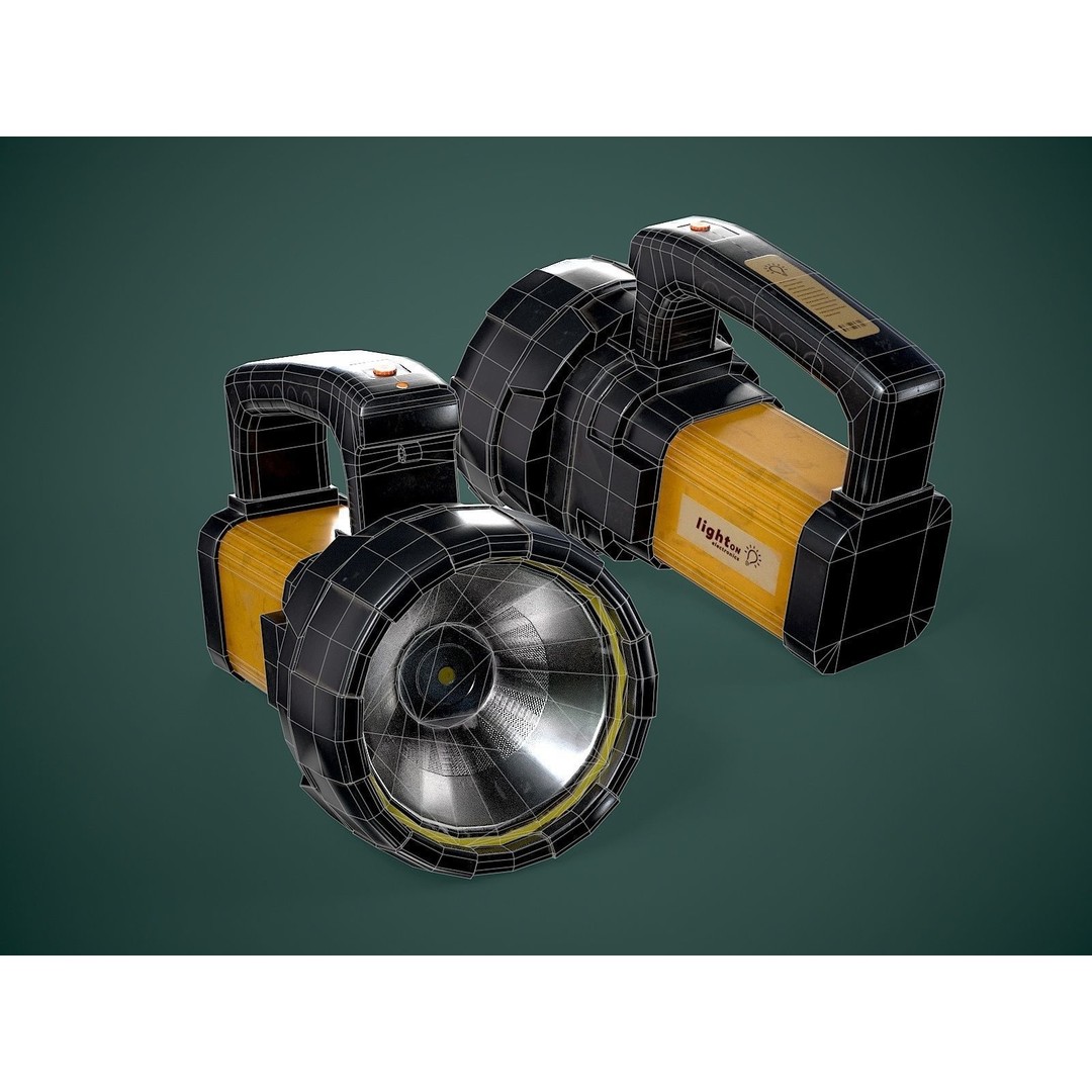 Flashlight 3D Model – Low Poly Game Asset, FBX, PBR Textures - View 5